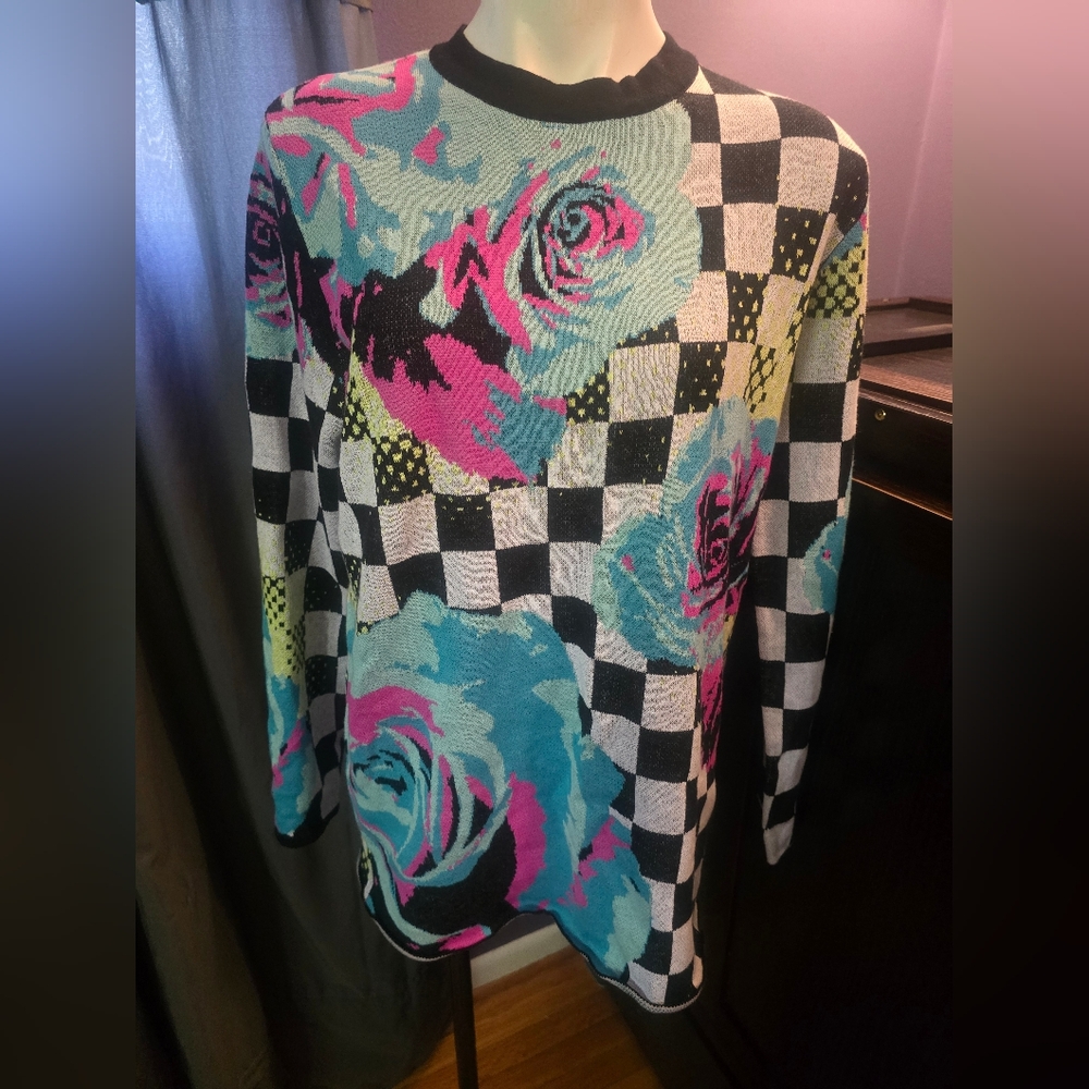 NWOT dELiA*s Multicolor Checkered Sweater
